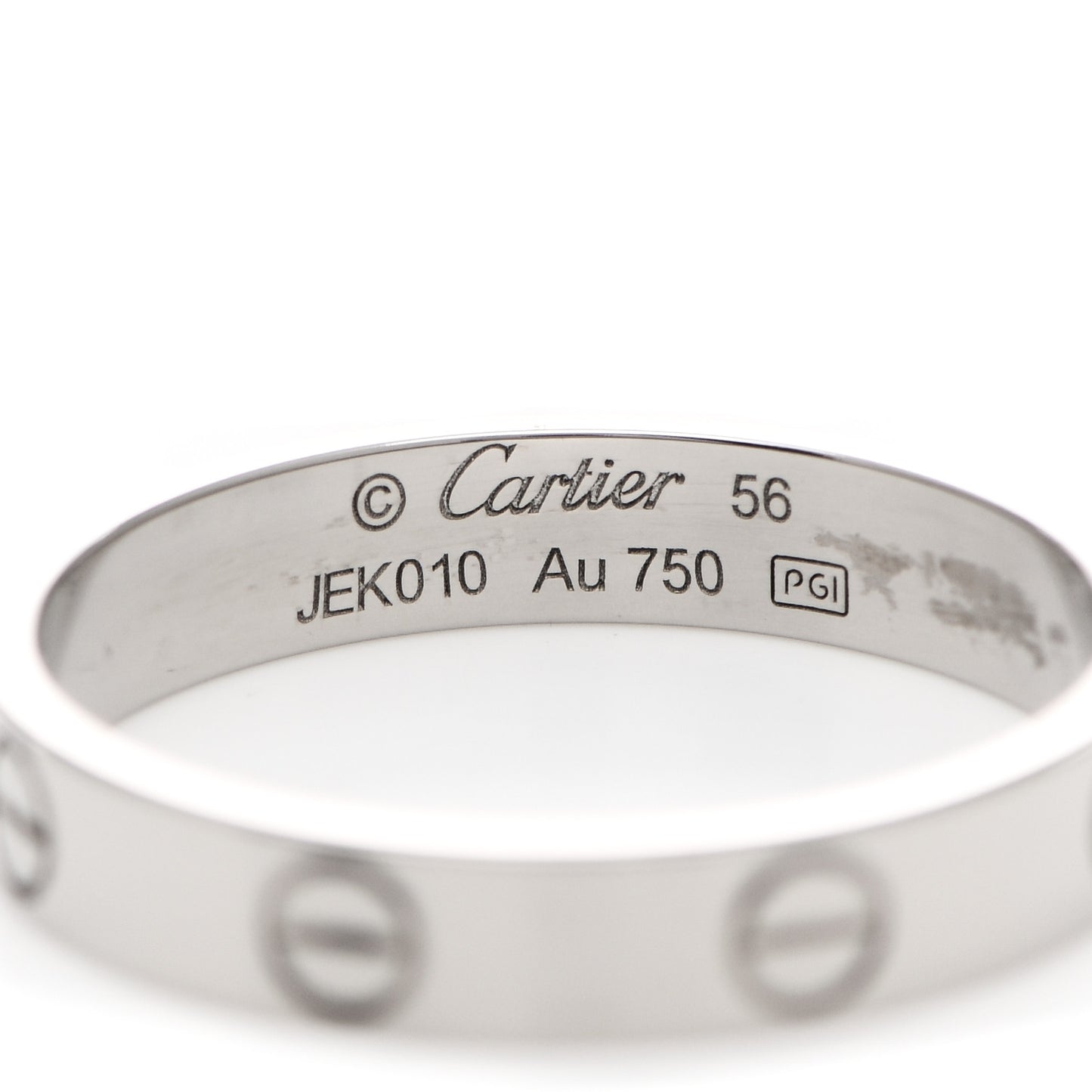 18K White Gold 3.5mm LOVE Wedding Band Ring 56 7.5