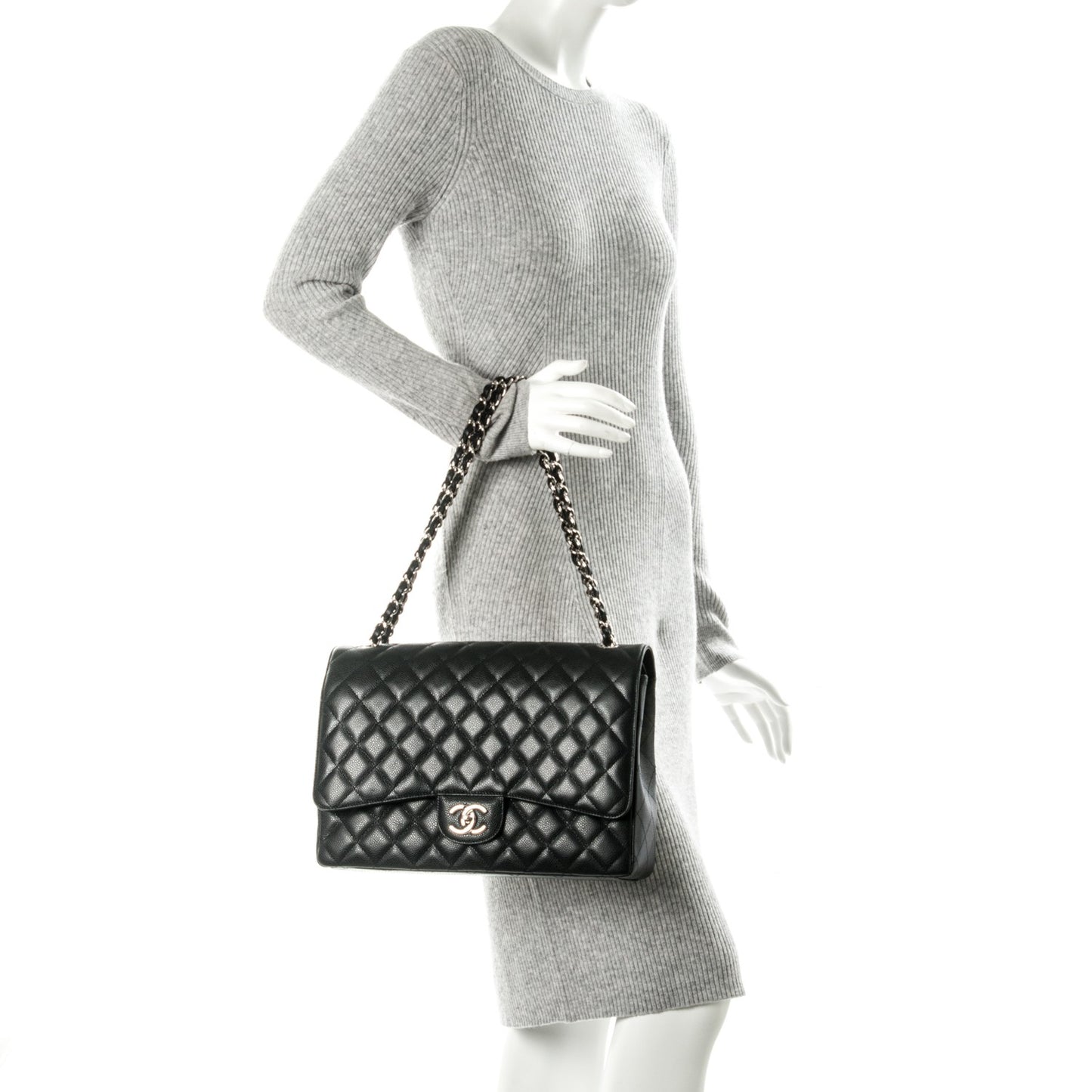 Caviar Quilted Maxi Double Flap Black