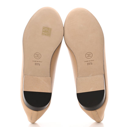 Chanel Lambskin Cap Toe Ballerina Flats 39.5 Beige Black 5 of 20