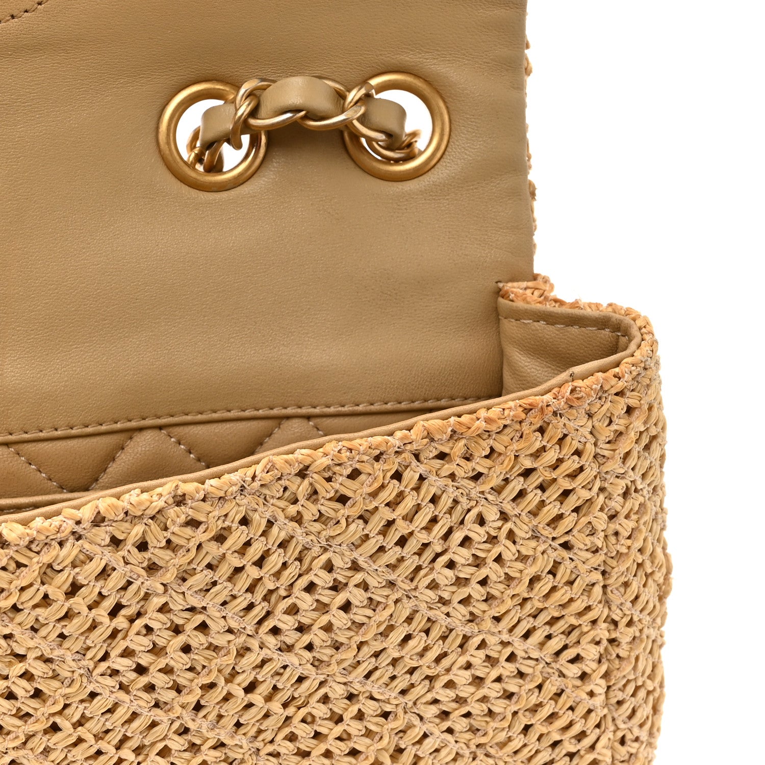 Chanel Raffia Crochet Medium Single Flap Bag Beige 11 of 13