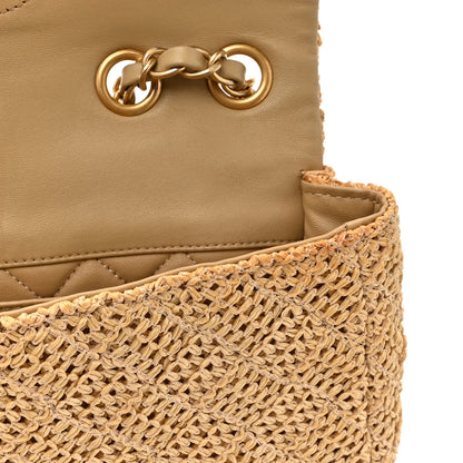 Chanel Raffia Crochet Medium Single Flap Bag Beige 11 of 13