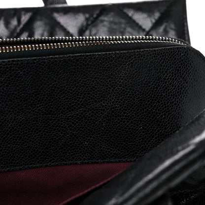 Chanel Crumpled Grained Calfskin Quilted CC Crave Tote Black 9 of 26