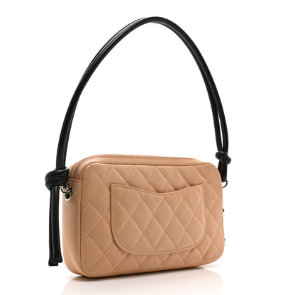 Chanel Calfskin Quilted Cambon Pochette Beige Black 3 of 10