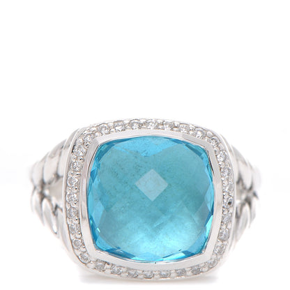David Yurman Sterling Silver Diamond Blue Topaz 11mm Albion Ring 55 7.25 1 of 5
