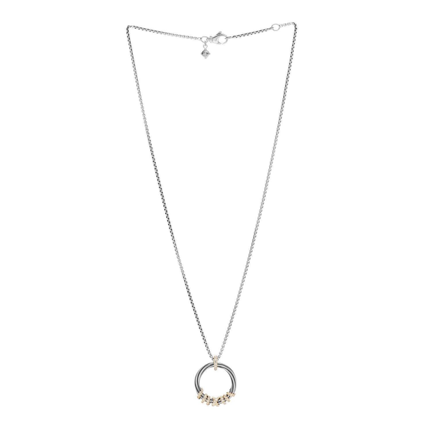 David Yurman Sterling Silver 18K Yellow Gold Diamond Helena Necklace 3 of 4