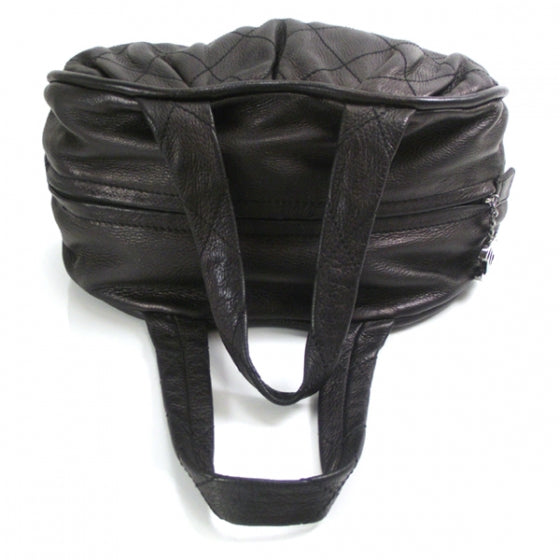 Leather Quilted Bowler Black