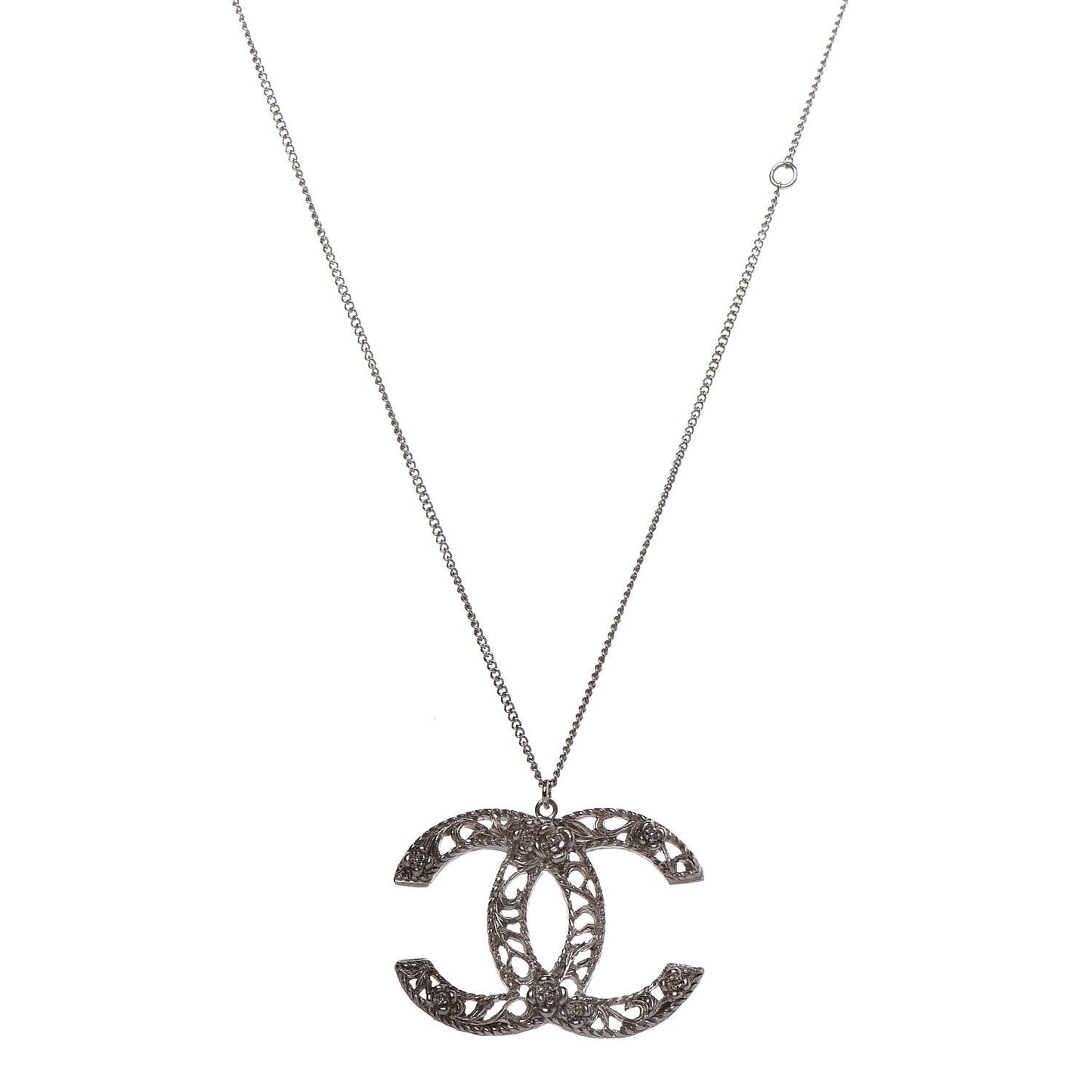 Large Baroque CC Necklace Silver
