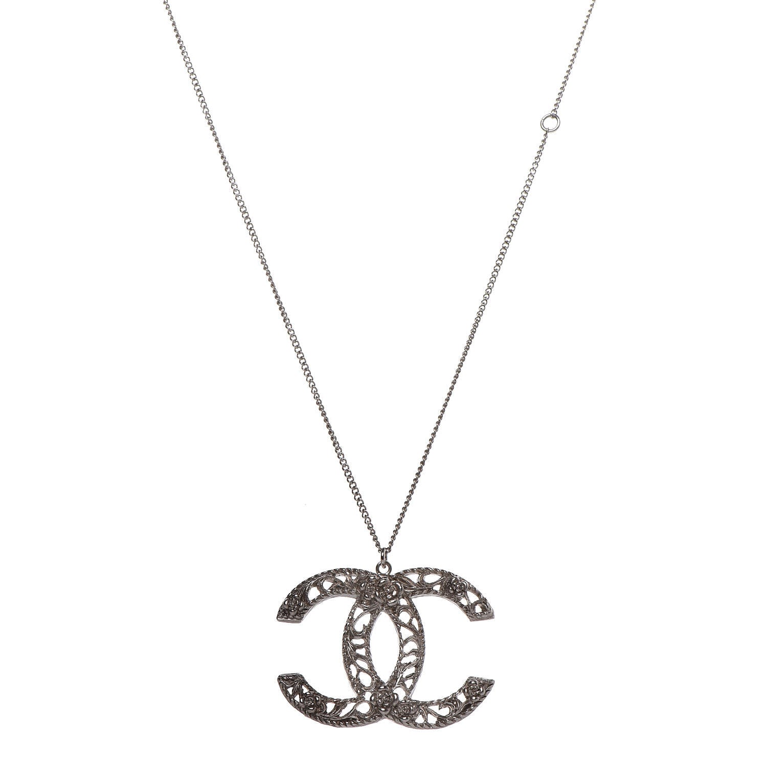 Chanel Large Baroque CC Necklace Silver 1 of 4