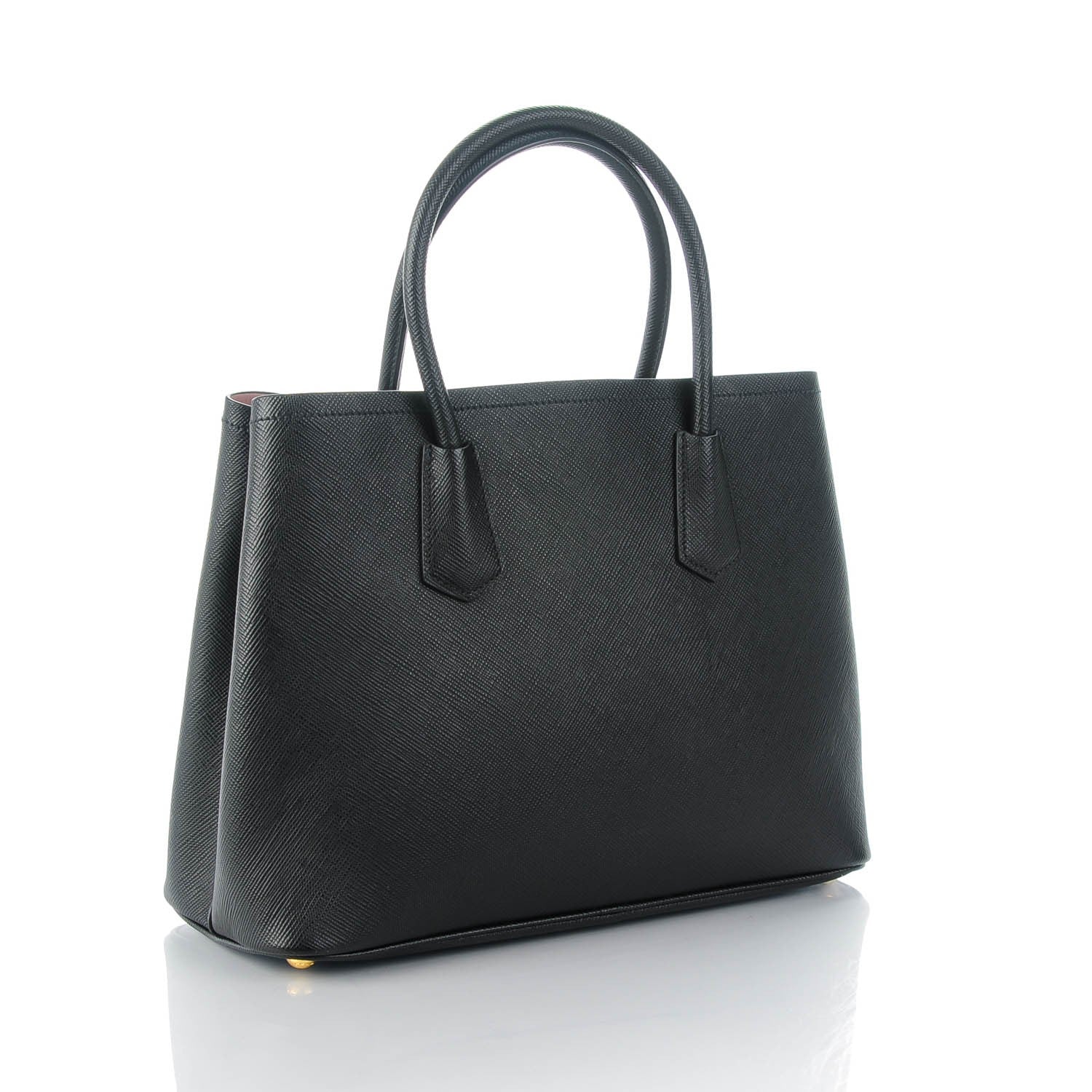 Prada Saffiano Cuir Large Double Bag Black Mughetto 3 of 7