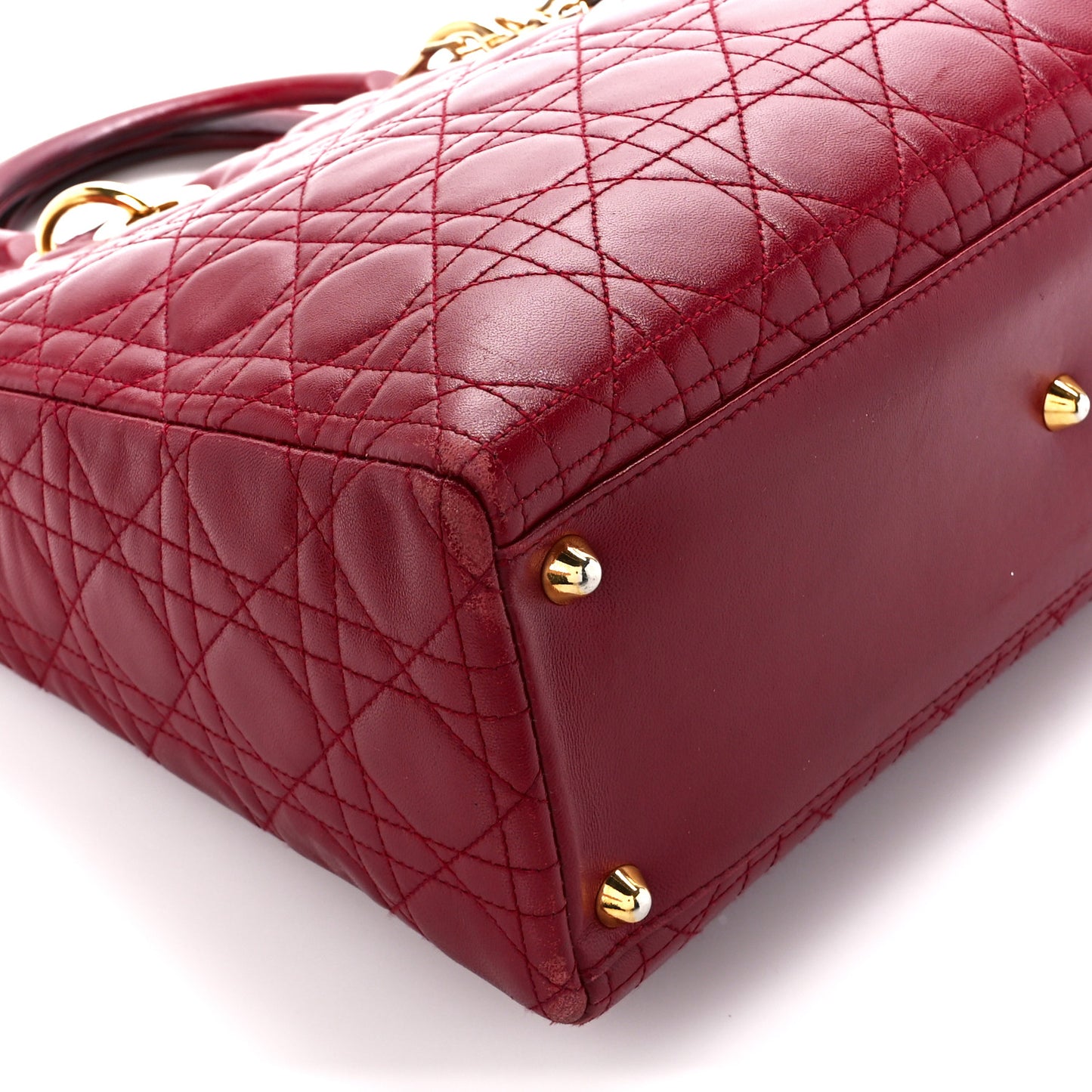 Lambskin Cannage Large Lady Dior Burgundy