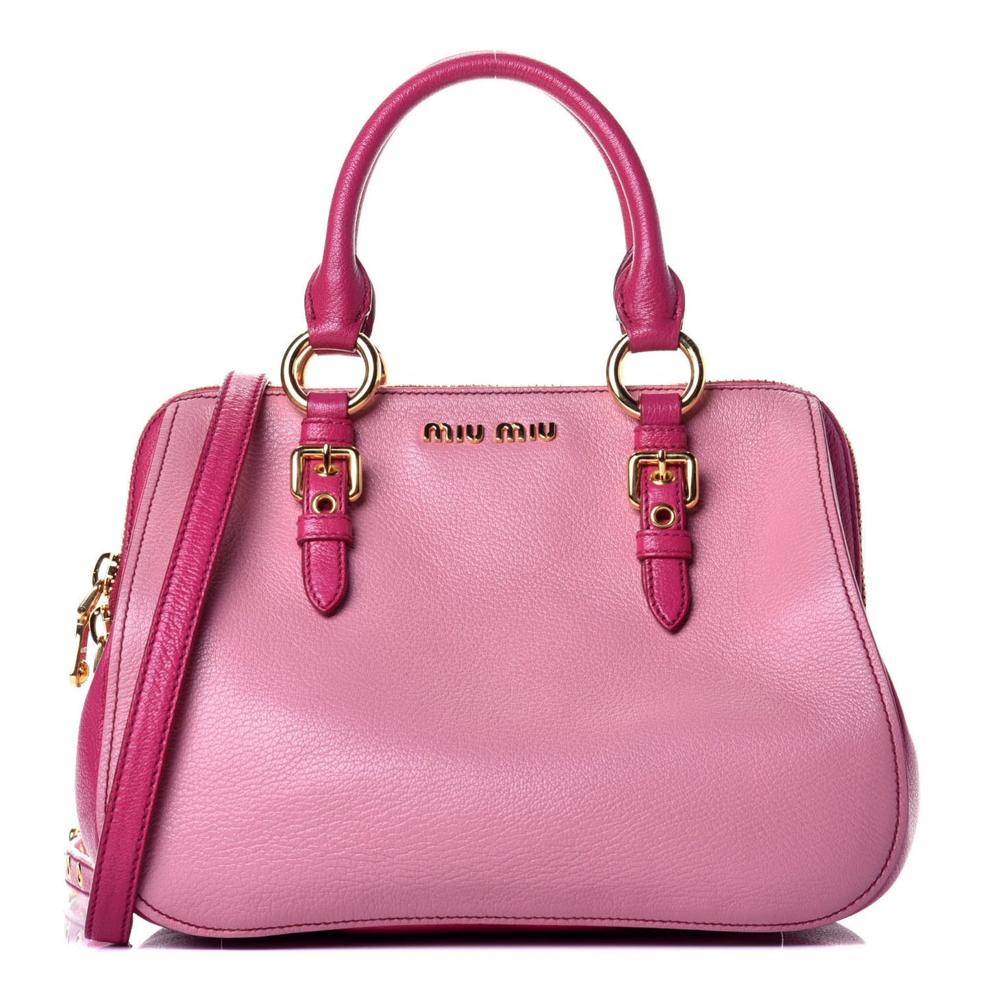 Goatskin Madras Bi-Color Bowling Bag Rosa Peonia