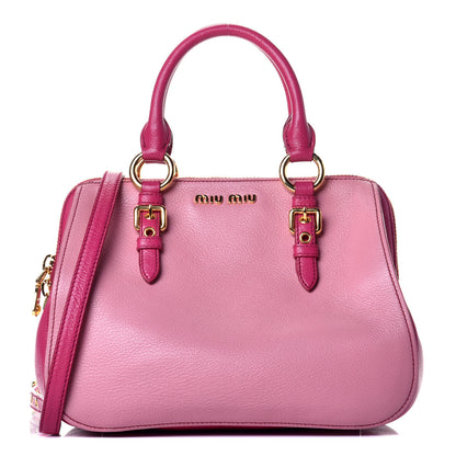 Miu Miu Goatskin Madras Bi-Color Bowling Bag Rosa Peonia 1 of 9