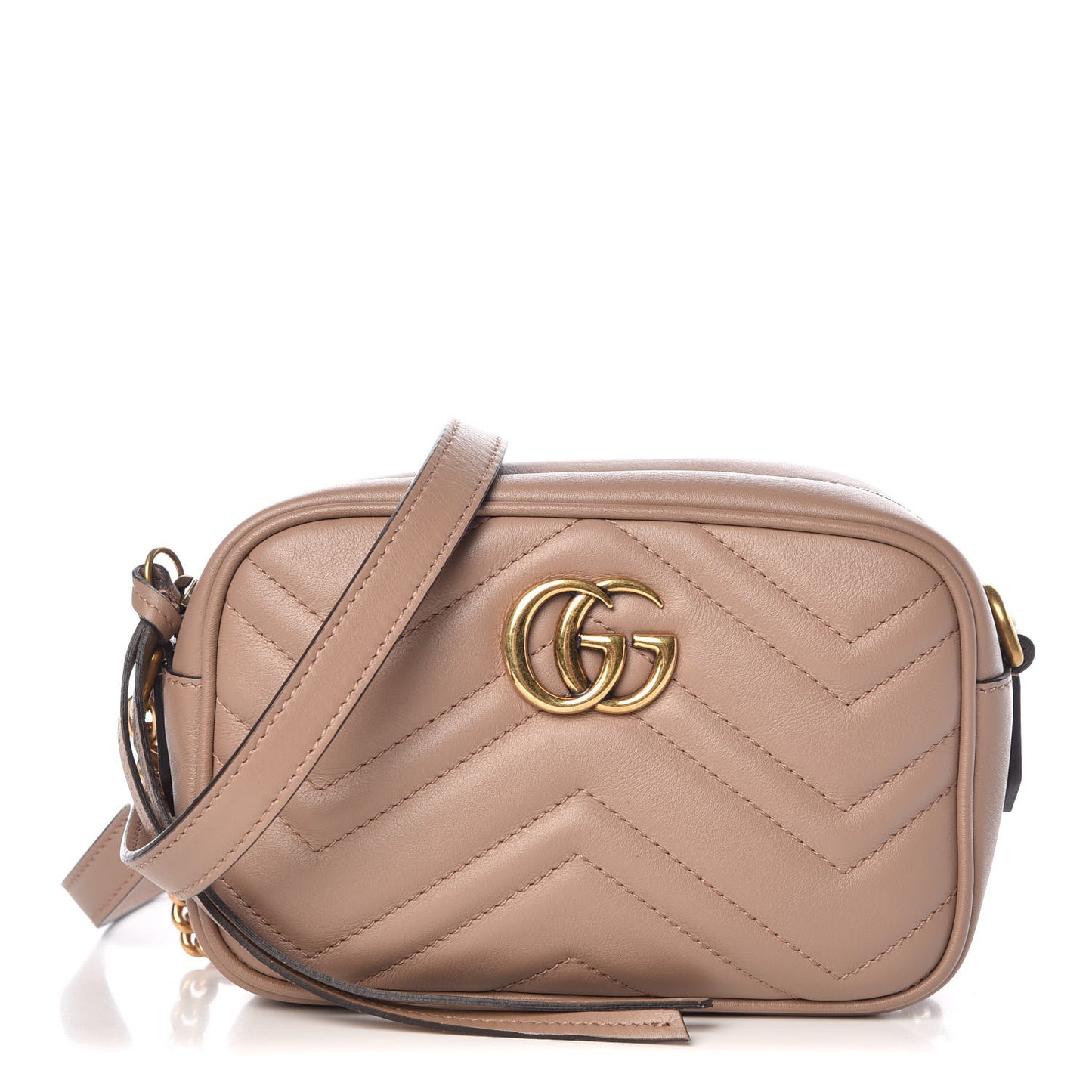 Calfskin Matelasse Mini GG Marmont Chain Shoulder Bag Porcelain Rose