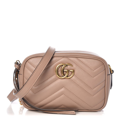 Gucci Calfskin Matelasse Mini GG Marmont Chain Shoulder Bag Porcelain Rose 1 of 9