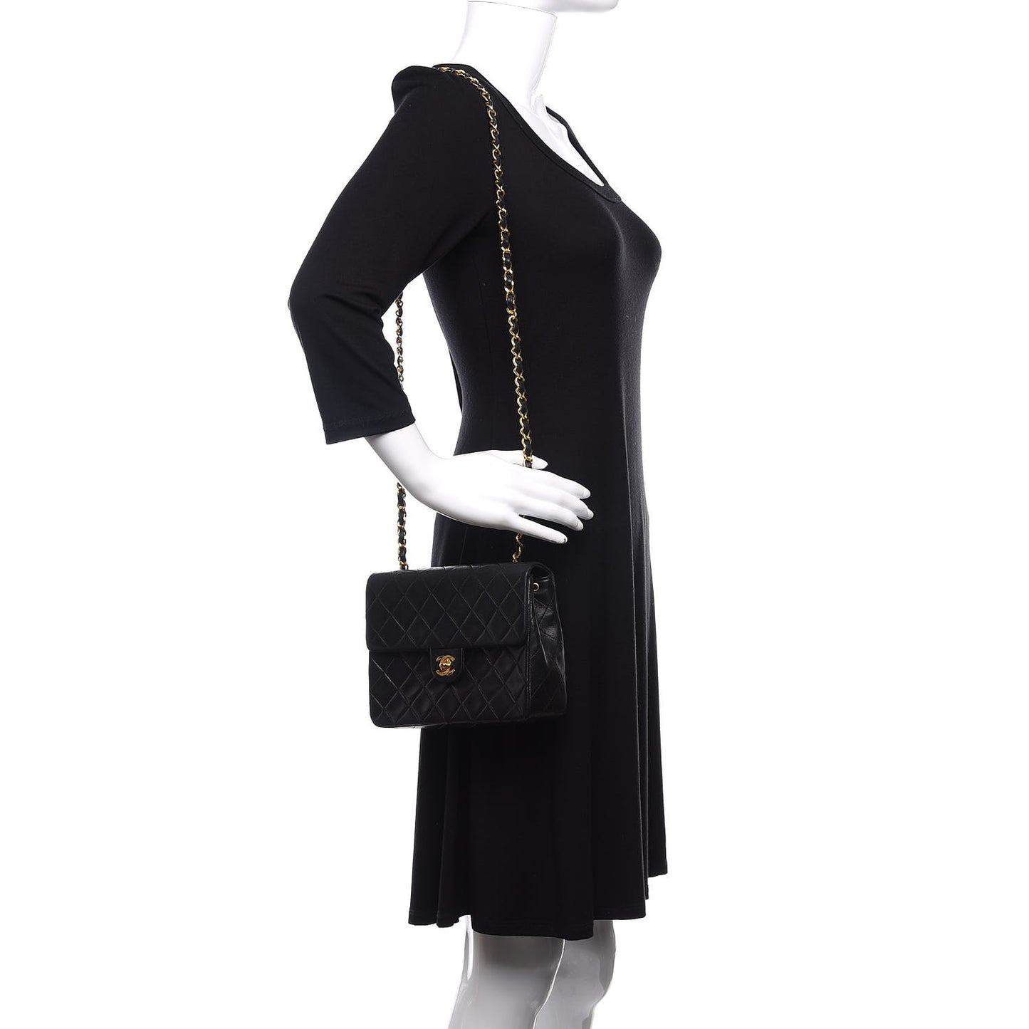 Lambskin Quilted Mini Square Flap Black