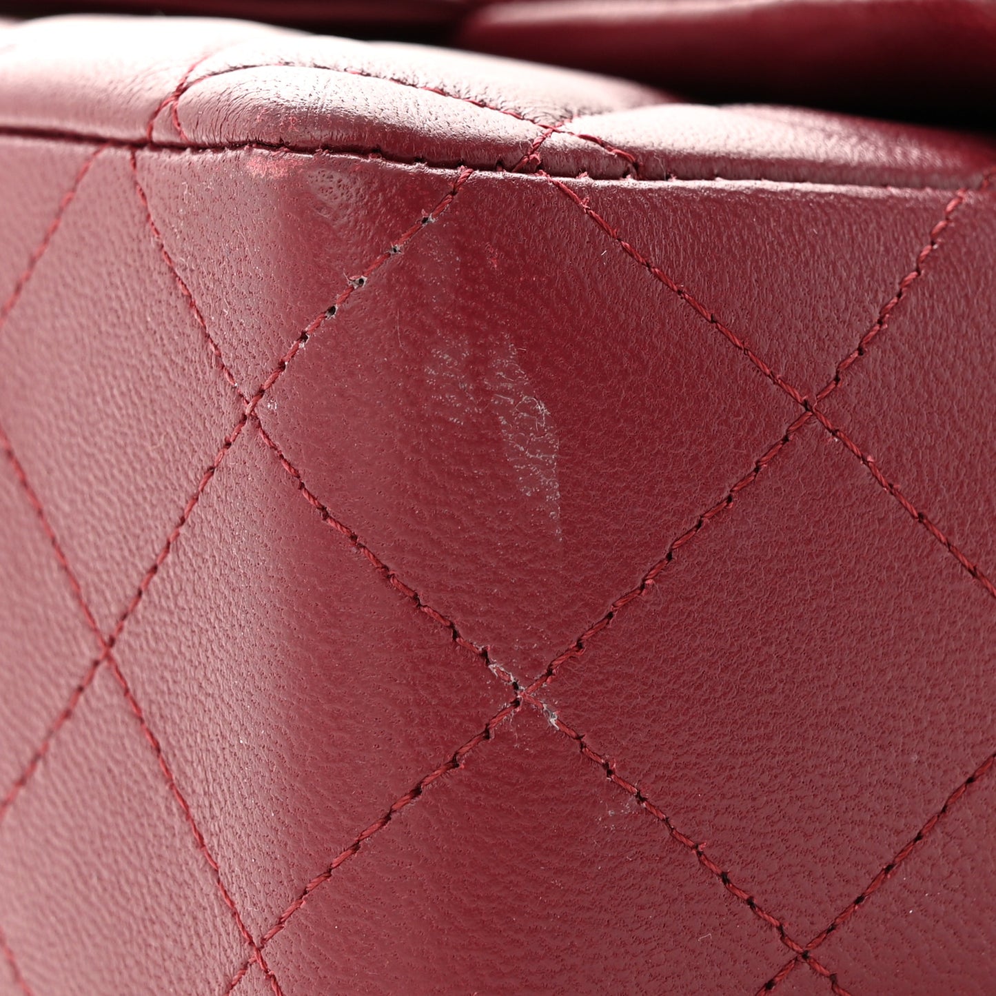 Lambskin Quilted Mini Rectangular Flap Burgundy
