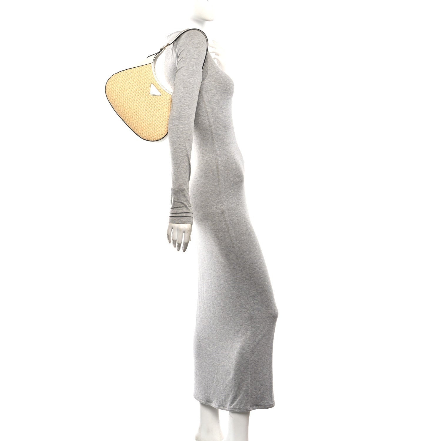 Prada Paglia Spazzolato Shoulder Bag Naturale White 2 of 10