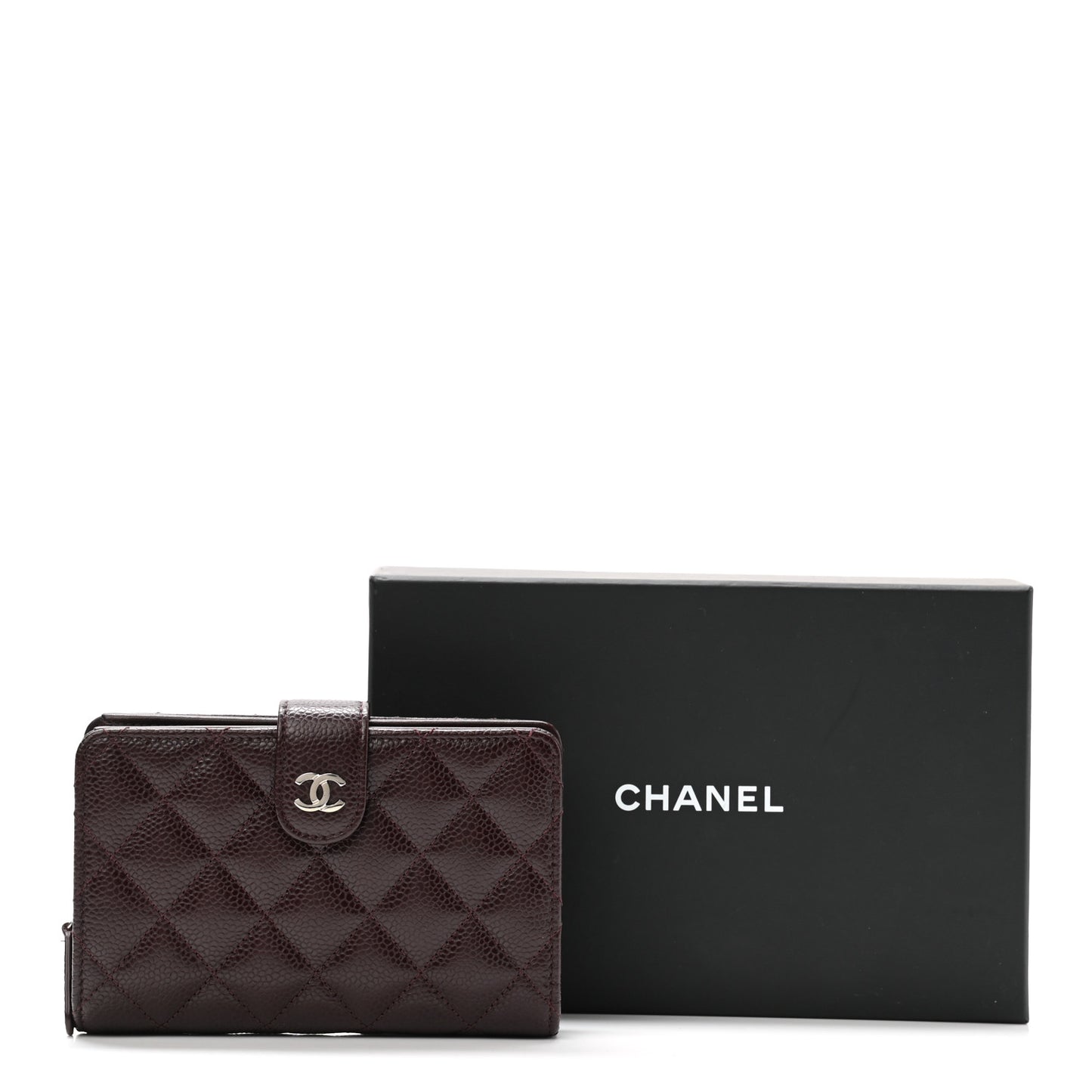 Caviar Quilted CC French Wallet Burgundy