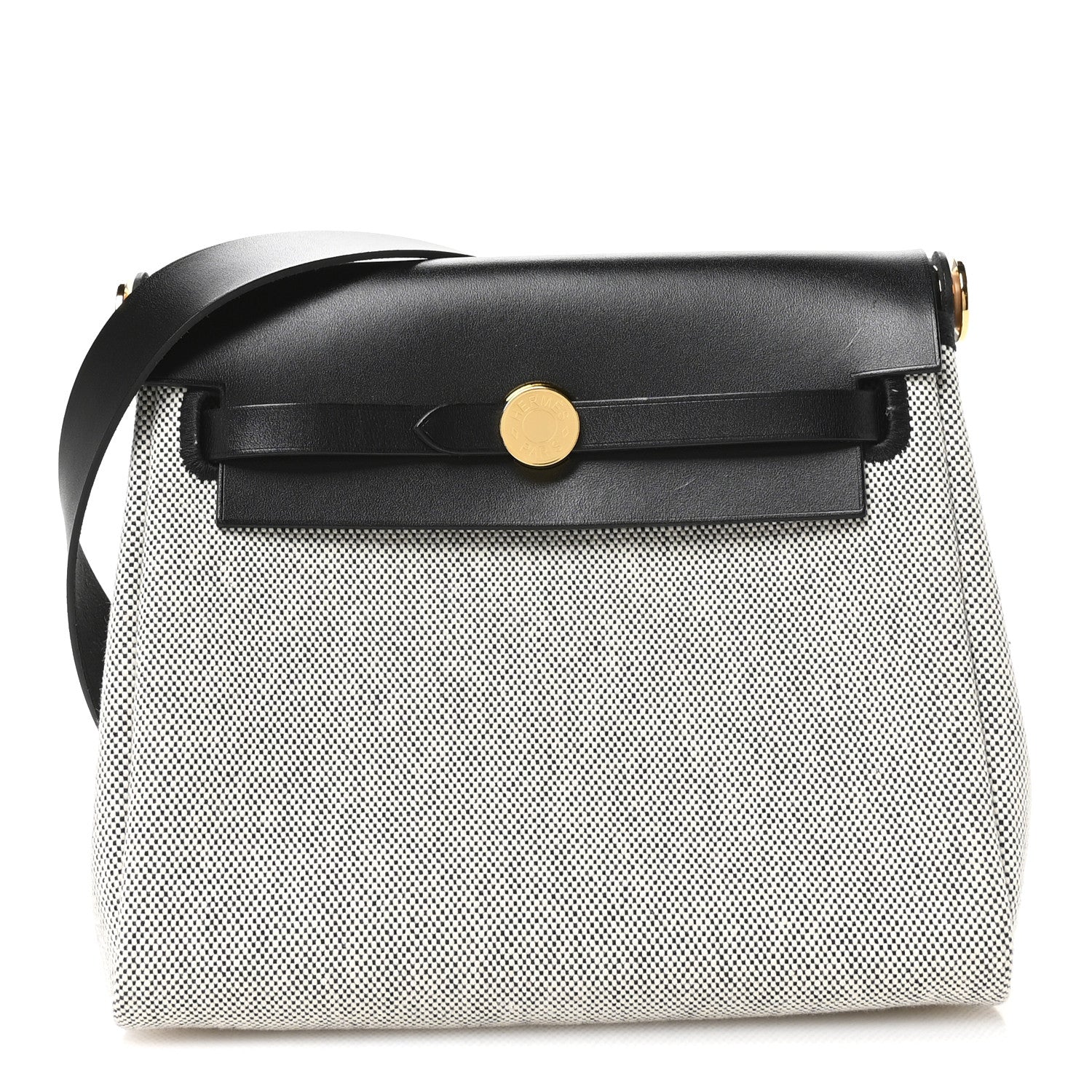 Hermes Military Toile Vache Hunter Herbag Zip Retourne 20 Ecru Black 1 of 11