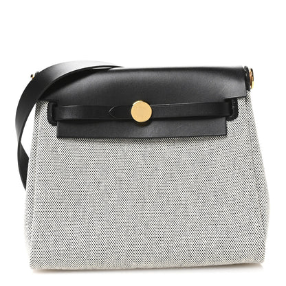 Hermes Military Toile Vache Hunter Herbag Zip Retourne 20 Ecru Black 1 of 11
