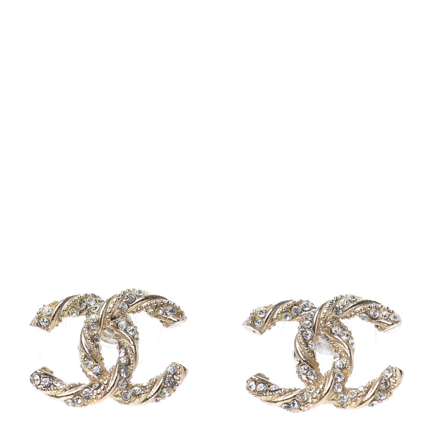 Crystal Twisted CC Earrings Gold