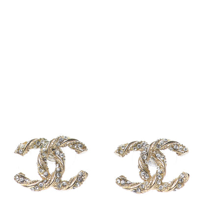 Chanel Crystal Twisted CC Earrings Gold 1 of 4