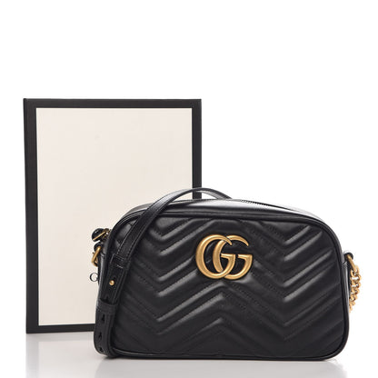 Gucci Calfskin Matelasse Small GG Marmont Chain Shoulder Bag Black 8 of 8