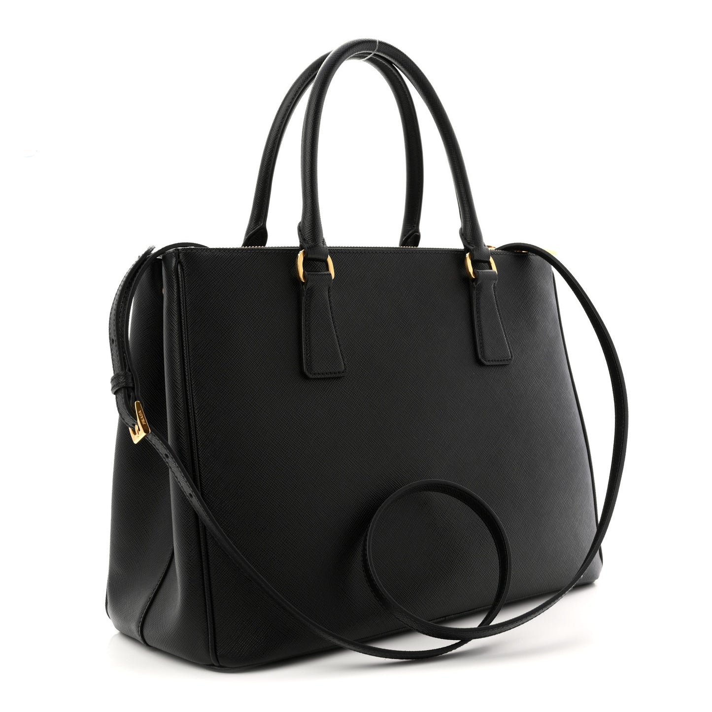 Saffiano Lux Large Galleria Double Zip Tote Black