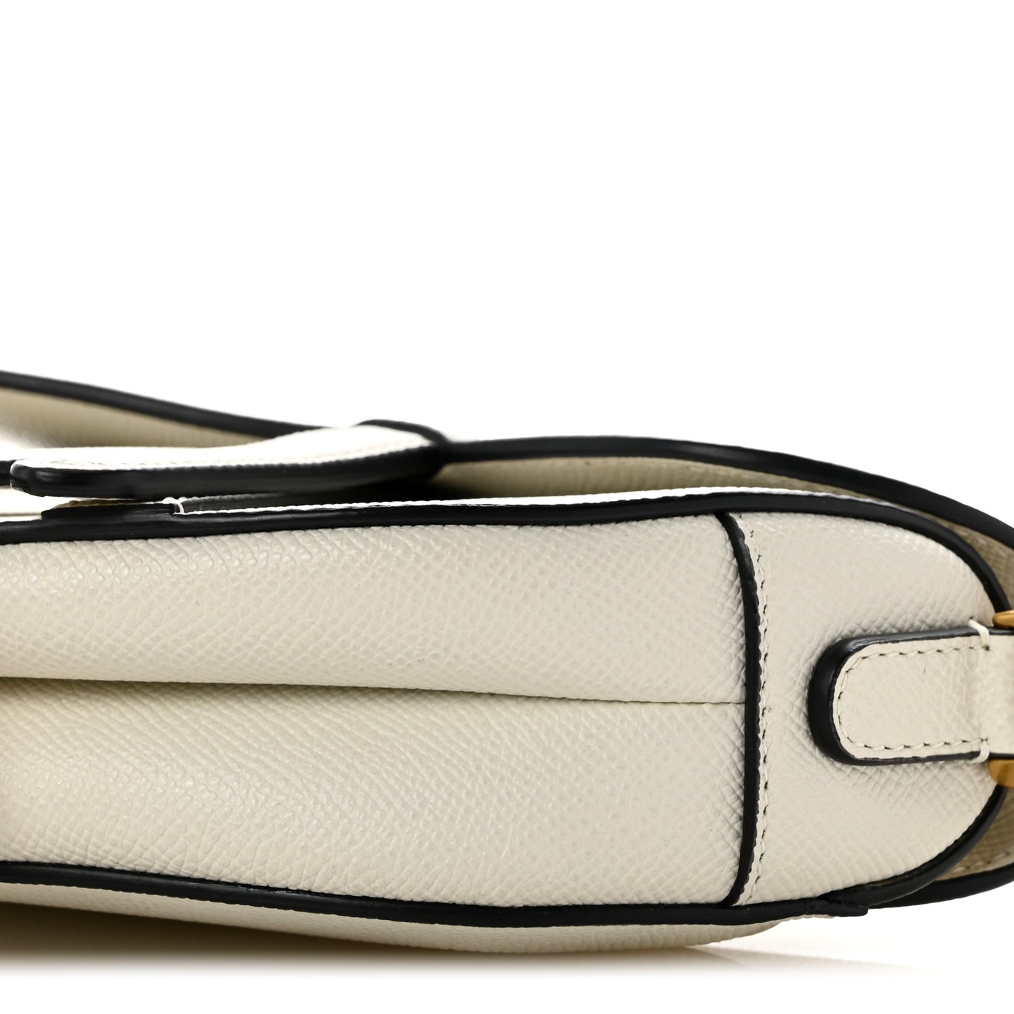 Grained Calfskin Mini Saddle Bag With Strap White