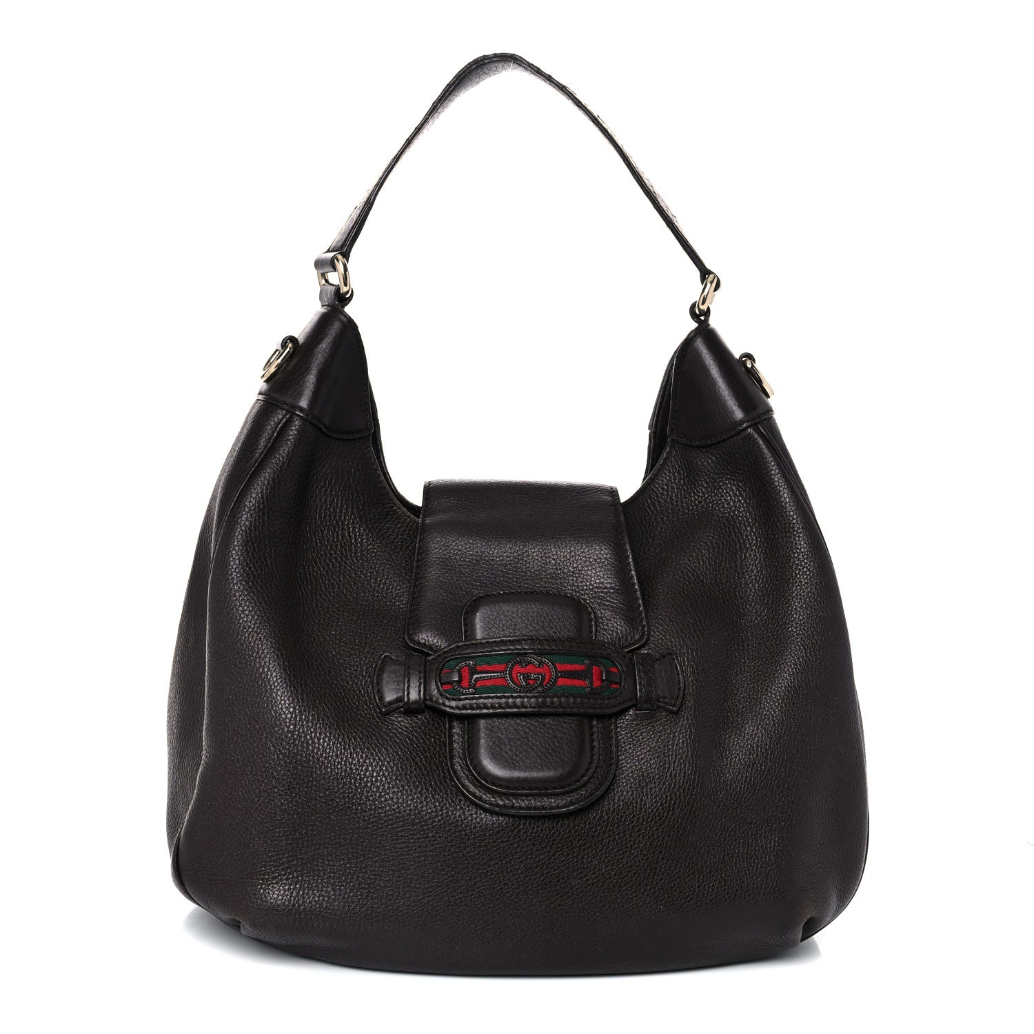 Gucci Calfskin Web Medium Dressage Hobo Coffee Brown 1 of 19