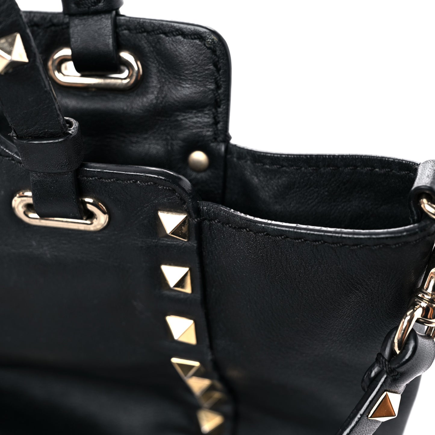 Vitello Mini Rockstud Tote Black