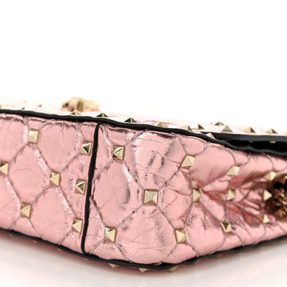 Valentino Garavani Metallic Wrinkled Lambskin Small Rockstud Spike Shoulder Bag Lipstick 9 of 9