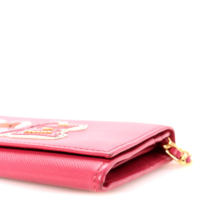 Prada Saffiano Love Chain Wallet Peonia 9 of 9