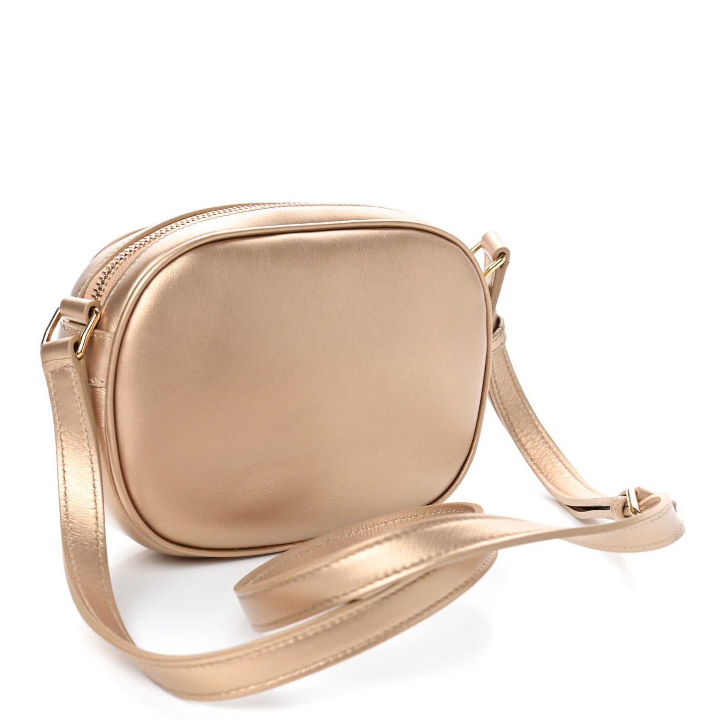 Laminated Calfskin Quilted Small C Charm Bag Gold