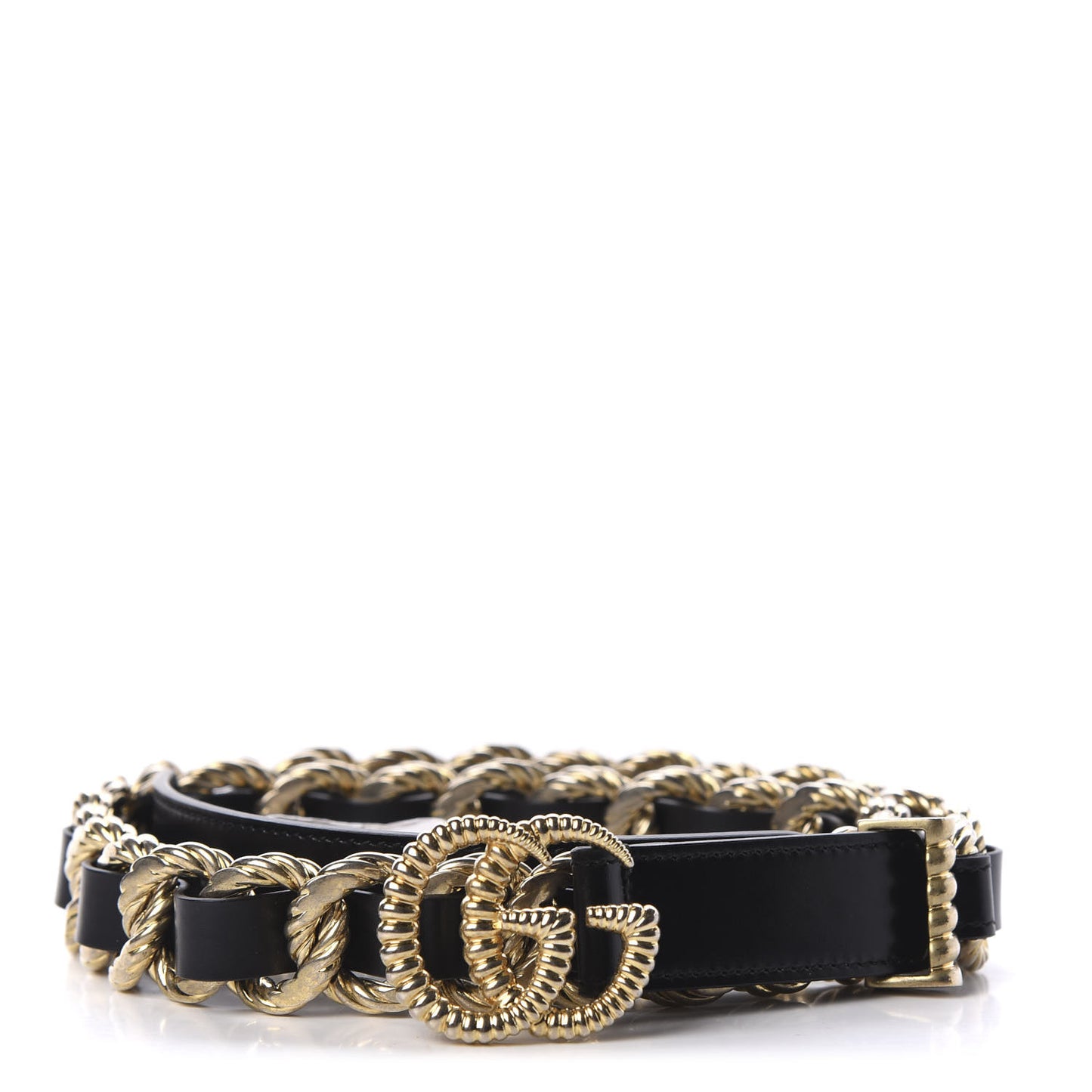 Calfskin Torchon Double G Chain 25mm Belt 85 34 Black