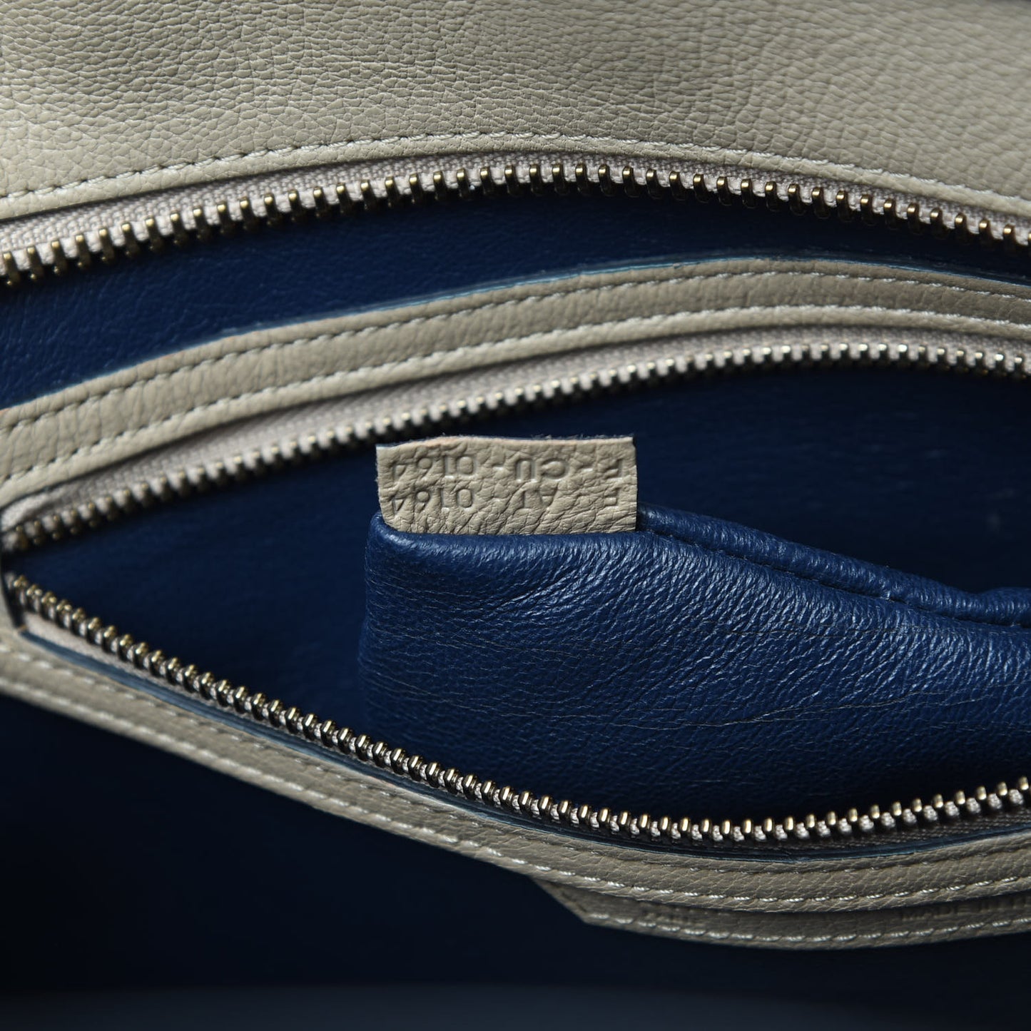 Drummed Calfskin Mini Bi-Color Luggage Navy Dune