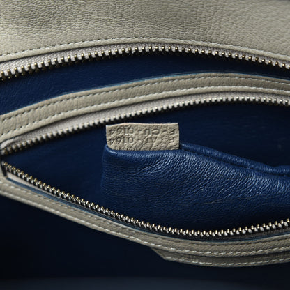 Celine Drummed Calfskin Mini Bi-Color Luggage Navy Dune 7 of 17