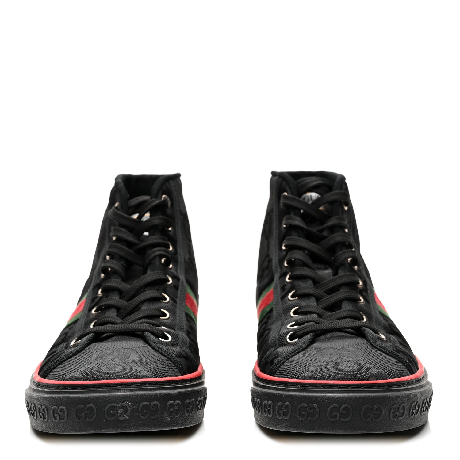 Gucci Econyl Nylon Web Monogram Off The Grid Mens 1977 Tennis High Top Sneakers 9 Black 2 of 10