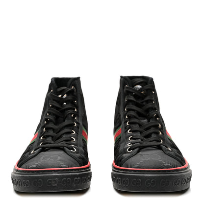 Gucci Econyl Nylon Web Monogram Off The Grid Mens 1977 Tennis High Top Sneakers 9 Black 2 of 10