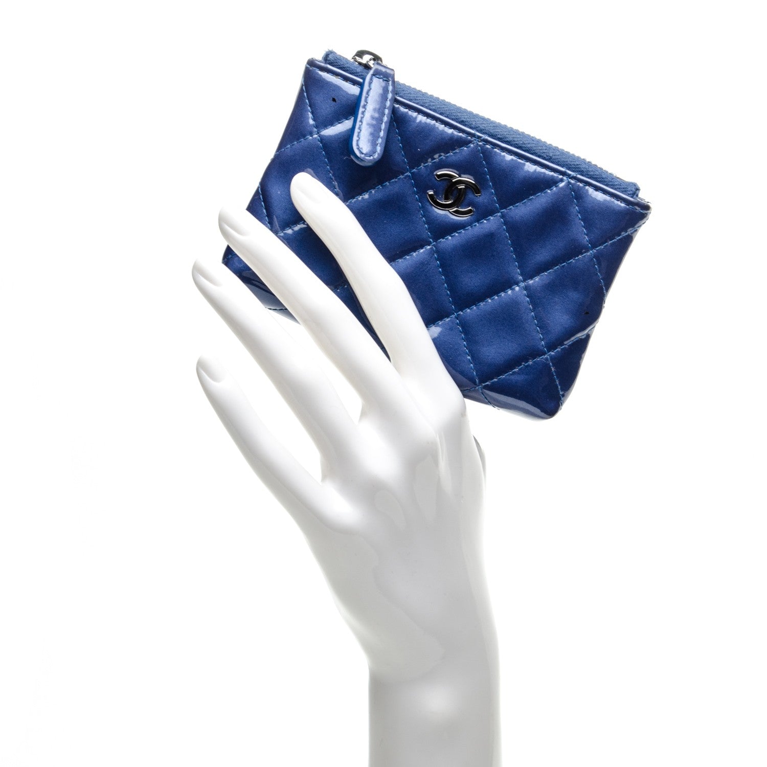 Chanel Patent Quilted Key Holder Case Blue 2 of 8