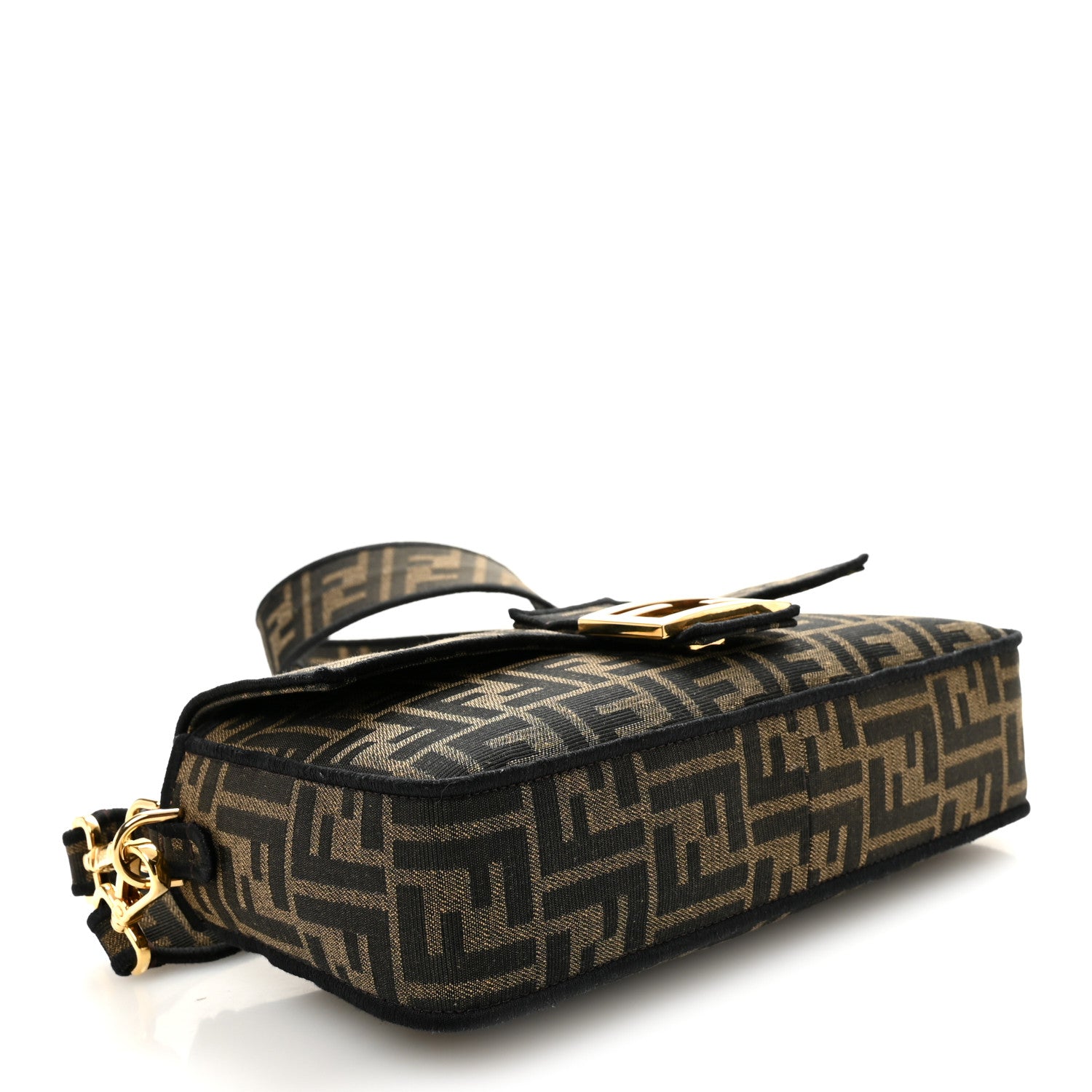 Fendi Fabric Jacquard FF 1974 Medium Baguette Tobacco Moro Black
