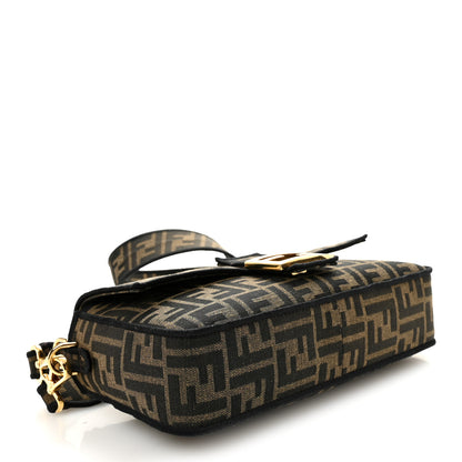 Fendi Fabric Jacquard FF 1974 Medium Baguette Tobacco Moro Black 4 of 11