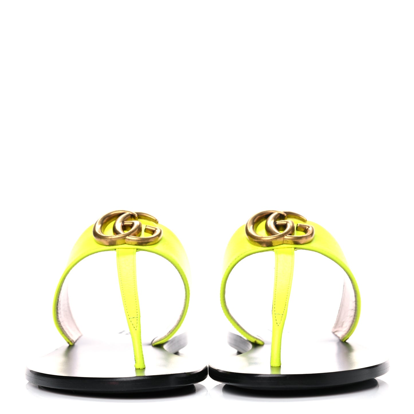 Calfskin GG Marmont Thong Sandals 37 Yellow Fluo