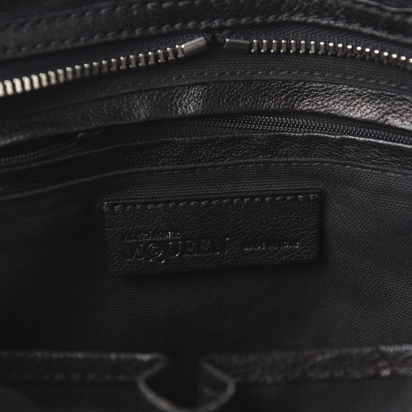 Calfskin Padlock Zip Around Biker Satchel Black