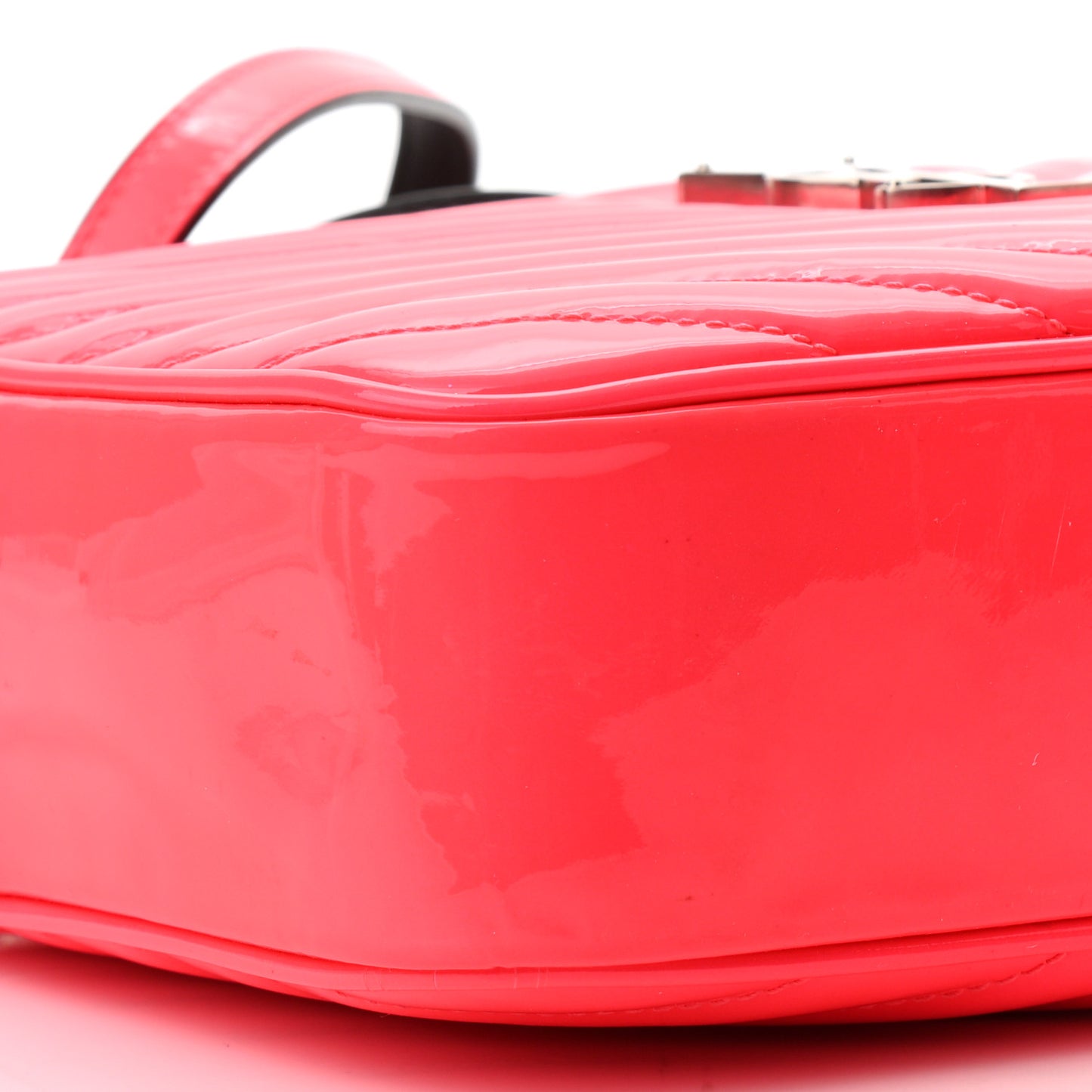 Patent Calfskin Matelasse Monogram Lou Camera Bag Neon Pink