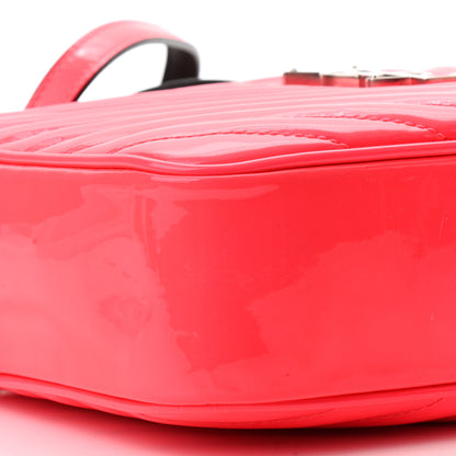 Saint Laurent Patent Calfskin Matelasse Monogram Lou Camera Bag Neon Pink 10 of 12
