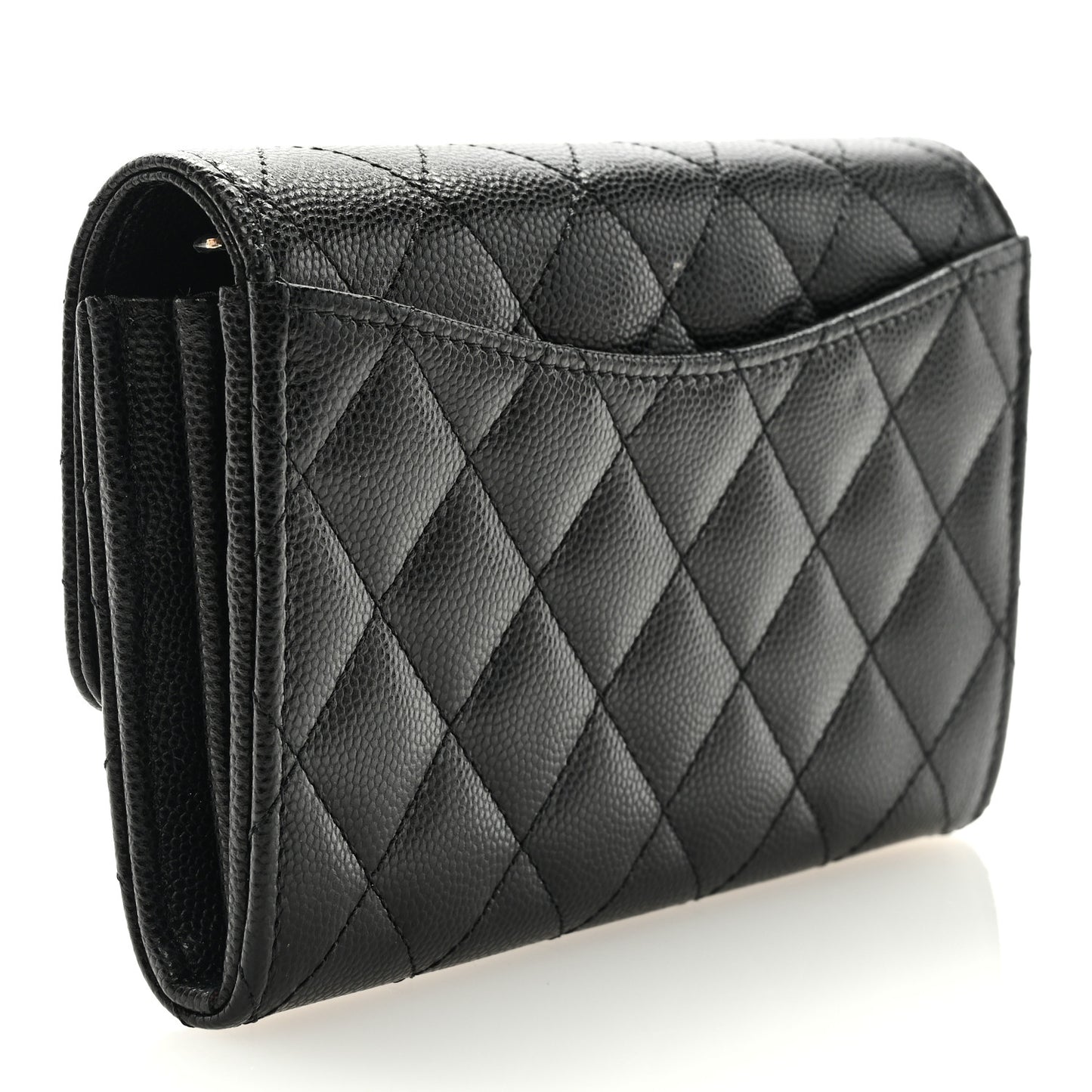 Caviar Quilted Medium Flap Wallet Black