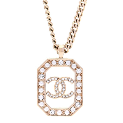 Chanel Crystal Pearl CC Geometric Chain Necklace Gold 4 of 6