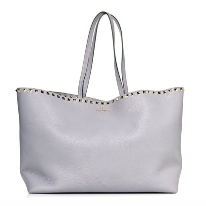 Valentino Garavani Grained Calfskin Rockstud Shoulder Tote Pastel Grey 1 of 11