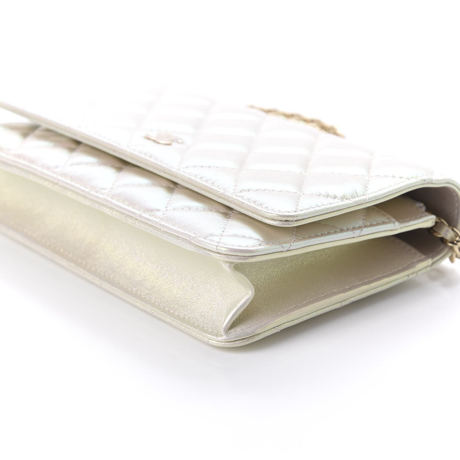 Chanel Iridescent Lambskin Quilted Wallet On Chain WOC Ivory 7 of 12